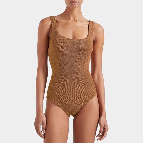 NWT Hunza G Square Neck Cocoa One Piece Swimsuit - Picture 1 of 7